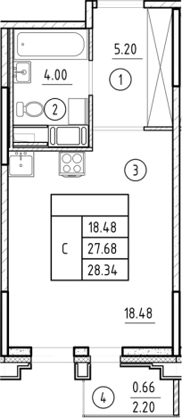 Купить Студию у метро Горный институт в Санкт-Петербурге. Вариант № 6231399, 0, площадь -  квм, цена 12475268 рублей