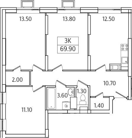 Купить трехкомнатную квартиру в ЖК Видный Берег 2.0 в Московской области. Вариант № 130428, 0, площадь -  квм, цена 12758399 рублей