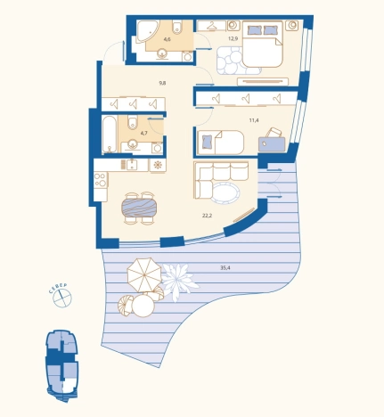 Купить квартиру в районе Октябрьский в Пензенской области. Вариант № 86268, 0, площадь - квм, цена 9090000 рублей