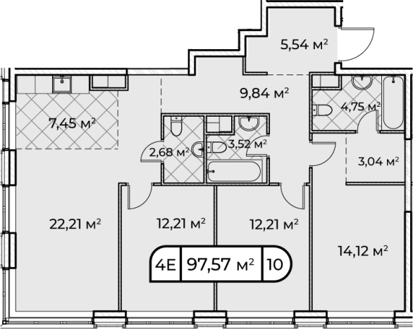 . Вариант № 65906, 0, площадь - 97.57 квм, цена 63840000 рублей