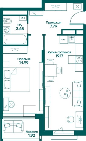 Купить двухкомнатную квартиру в Одинцове. Вариант № 78206, 0, площадь -  квм, цена 8986189 рублей
