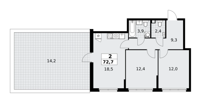 . Вариант № 1931029, 0, площадь - 72.7 квм, цена 20709666 рублей