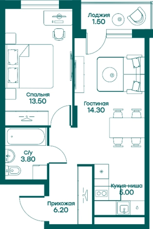 Купить двухкомнатную квартиру в Одинцове. Вариант № 83833, 0, площадь -  квм, цена 9498499 рублей