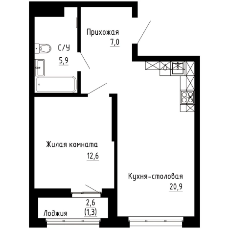 Купить однокомнатную квартиру в новостройках на улице Иртышская в Владивостоке. Вариант № 9769267, 0, площадь -  квм, цена 11533860 рублей