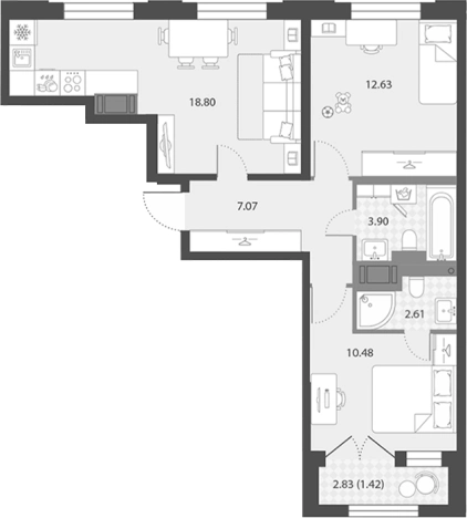 Купить трехкомнатную квартиру в новостройках у метро Елизаровская в Санкт-Петербурге. Вариант № 7851104, 0, площадь -  квм, цена 19314400 рублей