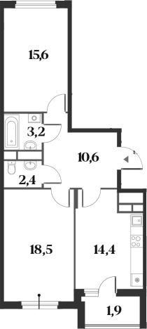 . Вариант № 142836, 0, площадь - 64.7 квм, цена 16704100 рублей