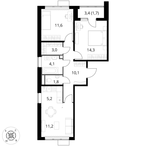 Купить трехкомнатную квартиру у метро Пятницкое шоссе в Химках. Вариант № 9825598, 0, площадь -  квм, цена 21318800 рублей