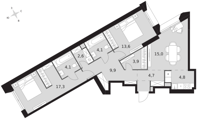 . Вариант № 9519579, 0, площадь - 80 квм, цена 43488000 рублей