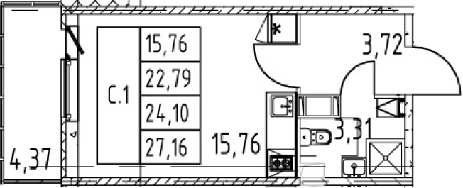 Купить Студию в Мурине. Вариант № 7267349, 0, площадь - квм, цена 5263888 рублей