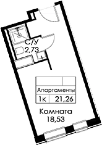 . Вариант № 6250743, 0, площадь - 21.26 квм, цена 6726366 рублей