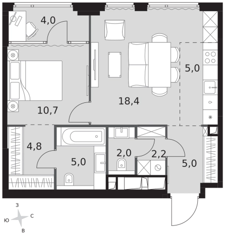 Купить двухкомнатную квартиру у метро Хорошево в Москве. Вариант № 121537, 0, площадь -  квм, цена 42739350 рублей