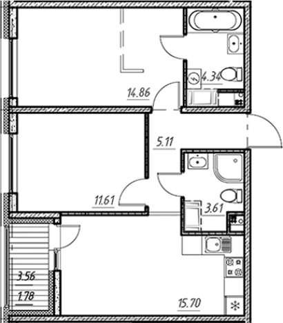 . Вариант № 9154358, 0, площадь - 55.23 квм, цена 9771229 рублей