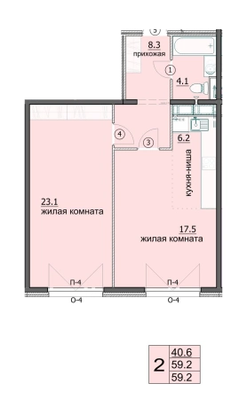 Купить двухкомнатную квартиру на улице Сиреневая в Пензенской области. Вариант № 69105, 0, площадь -  квм, цена 5860800 рублей