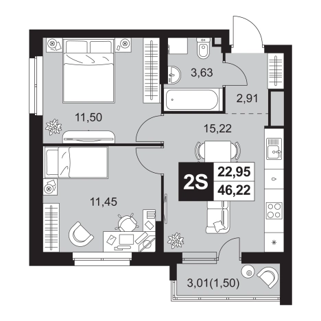 Купить двухкомнатную квартиру на улице Заводская в Пензенской области. Вариант № 9237761, 0, площадь -  квм, цена 5537156 рублей