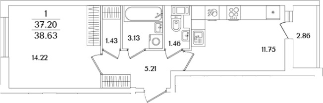 Купить однокомнатную квартиру у метро Проспект Ветеранов в Санкт-Петербурге. Вариант № 6712744, 0, площадь -  квм, цена 13611492 рублей