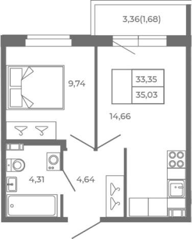 Купить однокомнатную квартиру на вторичке на улице Тихвинская в Сертолове. Вариант № 6963199, 0, площадь -  квм, цена 7426360 рублей