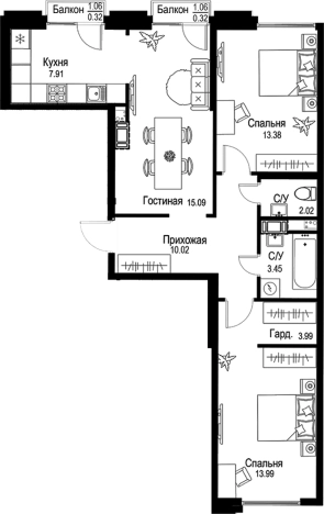 . Вариант № 4828996, 0, площадь - 69.85 квм, цена 35245000 рублей