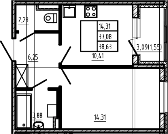 Купить однокомнатную квартиру в Микрорайоне Чёрная Речка, Сертолово в Сертолове. Вариант № 6962883, 0, площадь -  квм, цена 7919150 рублей