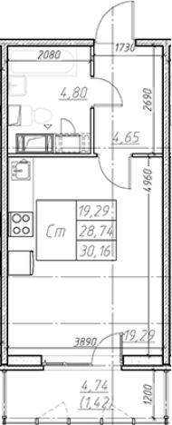 Купить Студию в ЖК Левитан в Мурине. Вариант № 6852335, 0, площадь -  квм, цена 5672987 рублей