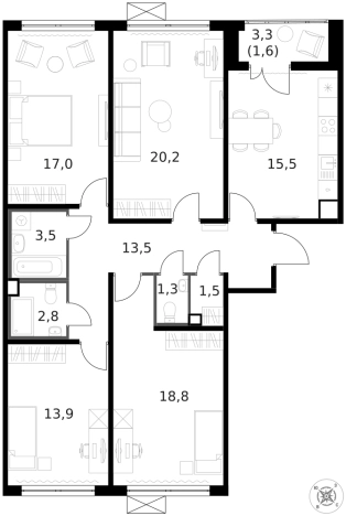 . Вариант № 9815283, 0, площадь - 109.9 квм, цена 28178360 рублей