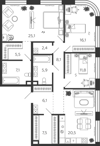 Купить квартиру в ЖК Shagal в Москве. Вариант № 165094, 0, площадь -  квм, цена 62268336 рублей