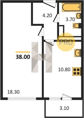 Купить однокомнатную квартиру в ЖК Холмогоровский 4 в Ижевске. Вариант № 68068, 0, площадь -  квм, цена 3292800 рублей