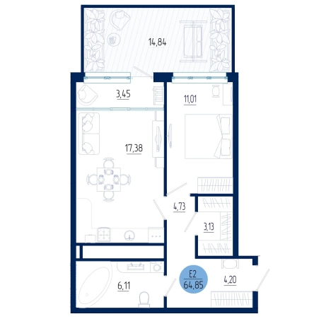 Купить однокомнатную квартиру на улице проезд Бульвар Оптимистов в Рязанской области. Вариант № 102247, 0, площадь -  квм, цена 6022260 рублей