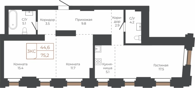 Купить Студию в Барнауле. Вариант № 6841602, 0, площадь -  квм, цена 20547864 рублей