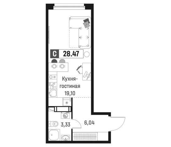 Купить Студию у метро Девяткино в Мурине. Вариант № 6867531, 0, площадь -  квм, цена 5487325 рублей
