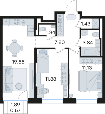 Купить двухкомнатную квартиру в ЖК GloraX Premium Гребной Канал в Нижнем Новгороде. Вариант № 9337258, 0, площадь -  квм, цена 15743241 рублей