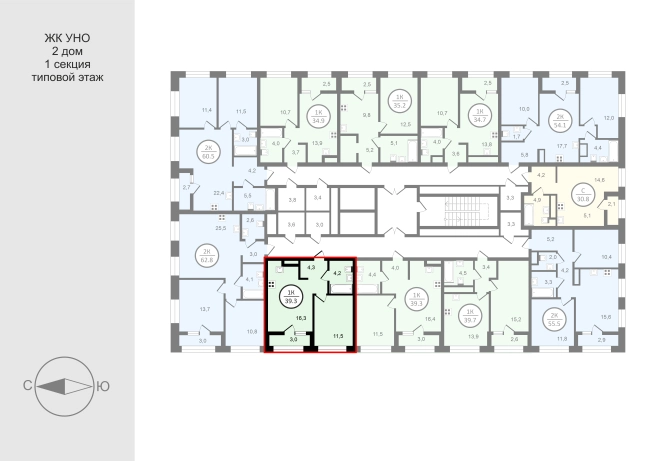 Купить однокомнатную квартиру в новостройках в ЖК UNO в Владимире. Вариант № 550555, 1, площадь -  квм, цена 7068600 рублей