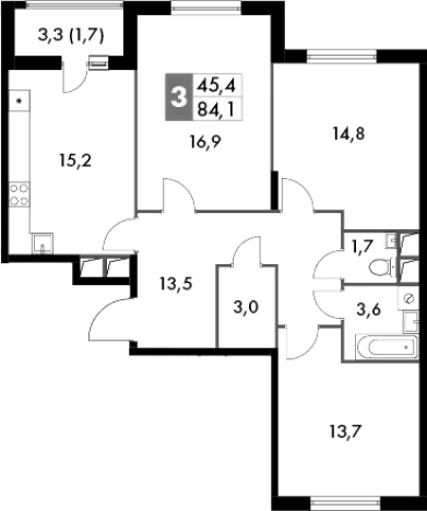 Купить трехкомнатную квартиру на улице Римский проезд в Московской области. Вариант № 107445, 0, площадь - квм, цена 20646975 рублей