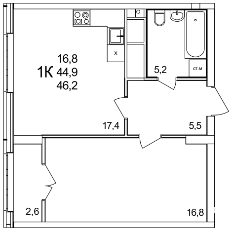Купить однокомнатную квартиру в ЖК Анкудиновский Парк в Нижегородской области. Вариант № 112632, 0, площадь -  квм, цена 6883800 рублей