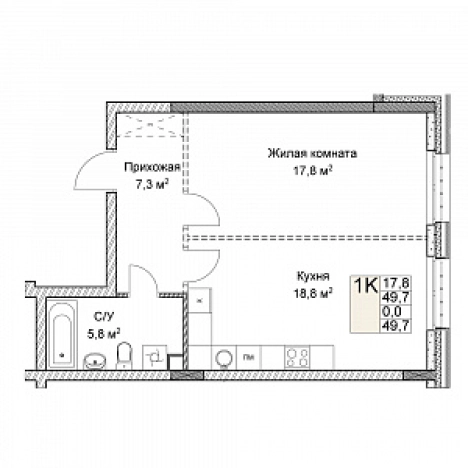 . Вариант № 139509, 0, площадь - 49 квм, цена 15329736 рублей