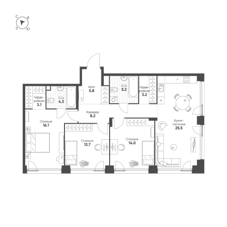 . Вариант № 5300968, 0, площадь - 98.1 квм, цена 60807947 рублей