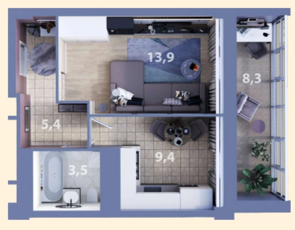 Купить однокомнатную квартиру в новостройках на улице Молодёжная в Республике Татарстан (татарстан). Вариант № 140183, 1, площадь -  квм, цена 5965832 рублей