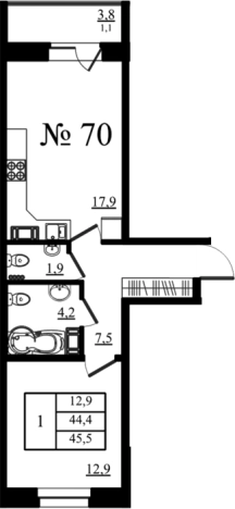 Купить двухкомнатную квартиру в новостройках в Гатчине. Вариант № 7260110, 0, площадь -  квм, цена 7676260 рублей