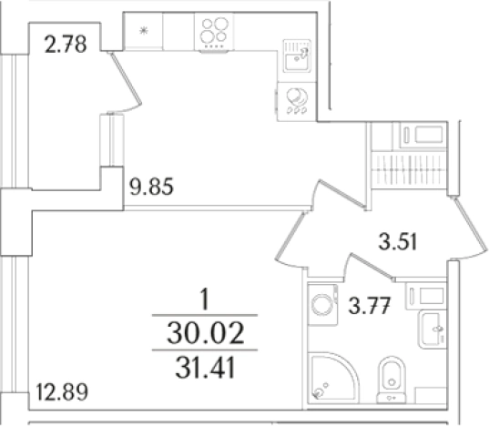 Купить однокомнатную квартиру в новостройках у метро Выборгская в Санкт-Петербурге. Вариант № 6232682, 0, площадь -  квм, цена 12353290 рублей