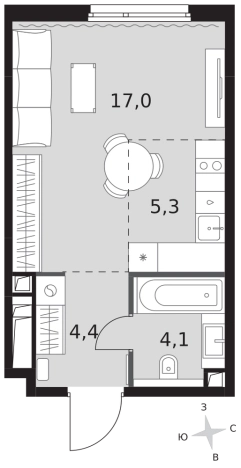 Купить однокомнатную квартиру в ЖК Sydney City в Москве. Вариант № 9507180, 0, площадь -  квм, цена 28610120 рублей