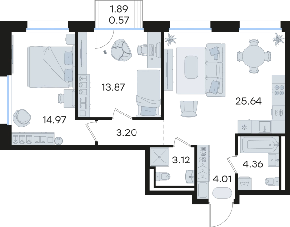 Купить двухкомнатную квартиру в ЖК GloraX Premium Гребной Канал в Нижнем Новгороде. Вариант № 9337232, 0, площадь -  квм, цена 19256755 рублей