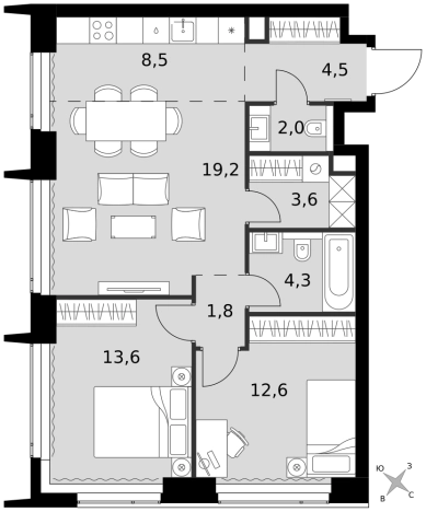 Купить трехкомнатную квартиру в районе Хорошёвский в Москве. Вариант № 9466090, 0, площадь -  квм, цена 61225340 рублей