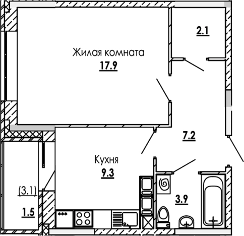 Купить однокомнатную квартиру в Звенигороде. Вариант № 287868, 0, площадь - квм, цена 5761250 рублей