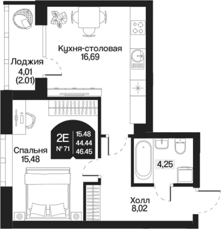 Купить двухкомнатную квартиру в ЖК Охтинские высоты в Ленинградской области. Вариант № 7261261, 0, площадь -  квм, цена 9929411 рублей