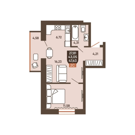 Купить квартиру в ЖК Ермак (Новосибирск) в Новосибирске. Вариант № 8881480, 0, площадь -  квм, цена 5710000 рублей