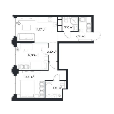 Купить двухкомнатную квартиру у метро Нагатинская в Москве. Вариант № 8118408, 0, площадь -  квм, цена 41753440 рублей