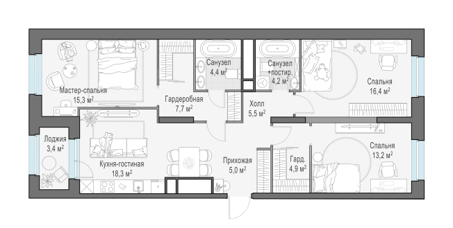 Купить трехкомнатную квартиру в районе Можайский в Москве. Вариант № 67675, 0, площадь -  квм, цена 40230000 рублей
