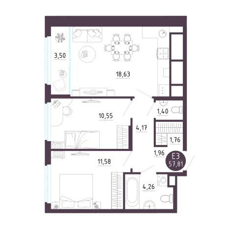 Купить квартиру в новостройках в ЖК "Крылья" в Рязани. Вариант № 124539, 0, площадь -  квм, цена 7918236 рублей
