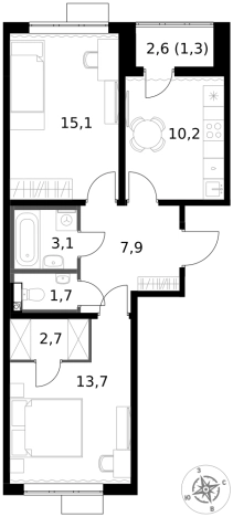 Купить квартиру в ЖК 1-й Южный в Видном. Вариант № 9807432, 0, площадь -  квм, цена 16528975 рублей