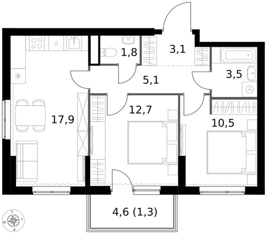 Купить двухкомнатную квартиру у метро Щелковская в Москве. Вариант № 9715041, 0, площадь -  квм, цена 24137620 рублей