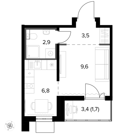 Купить однокомнатную квартиру у метро Битца в Видном. Вариант № 9874849, 0, площадь -  квм, цена 8467200 рублей